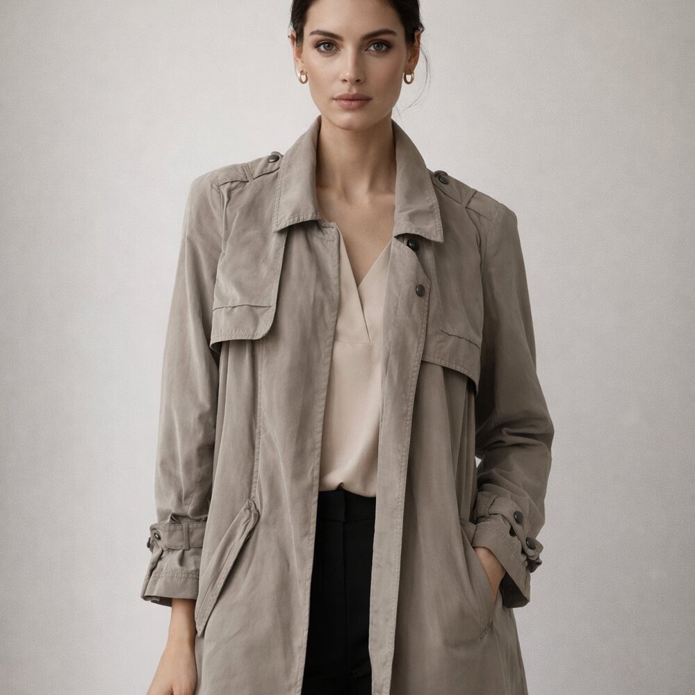 Cole haan quiet luxury minimalist tan chic trench coat